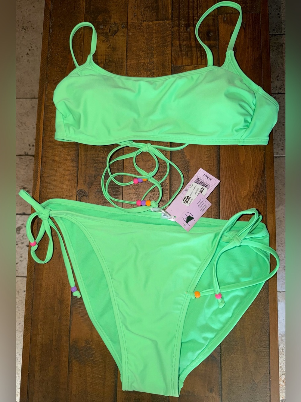 Target Neon Mint Green Tie-Side Bikini Set